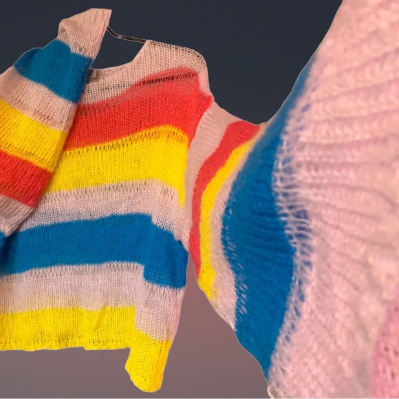 ASOS Fairycore multicolor knit Y2K style crop sweater. Size 4  XS - Picture 5 of 13